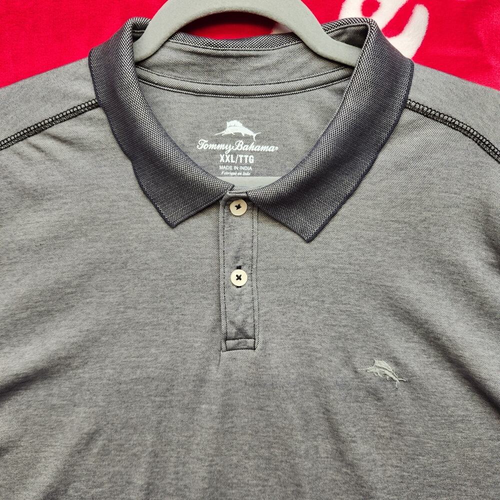 Tommy Bahama Polo Shirt Mens XXL Tall Gray Performance Stretch Golf Casual...